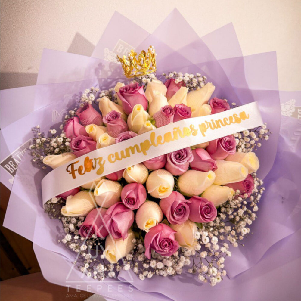 Ramo PREMIUM Buchon 50 rosas + decoración